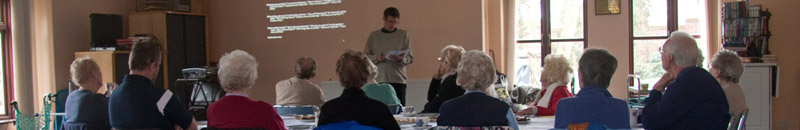 Rev Harvie Nicol talks to the tea club